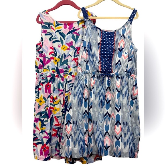 Carter's Gymboree girls 2 Colorful Floral and Blue pattern Dresses size 8 - Picture 1 of 13